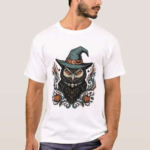 Camiseta Design de vetor de chapéu de bruxa de coruja de Ha