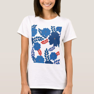 Camiseta Design de vetor de flores azuis simples