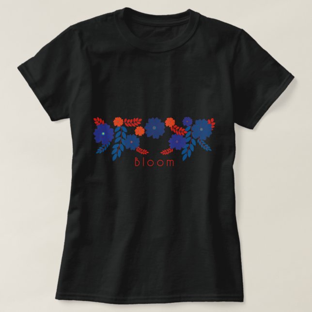 Camiseta design de vetor de flores azuis simples (Frente do Design)