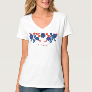 Camiseta design de vetor de flores azuis simples