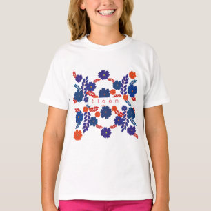 Camiseta design de vetor de flores azuis simples