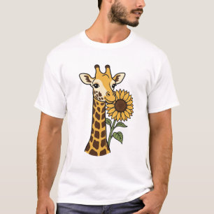 Camiseta Design de Vetor de Girassol de Girafa Vintage_1