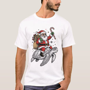 Camiseta Design de vetor de Natal de Papai Noel montando ta