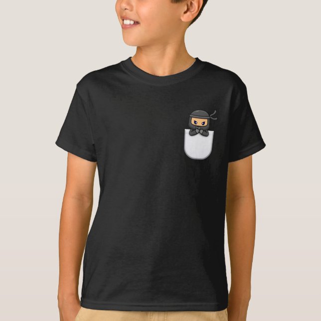 Camiseta Design de vetor Ninja I de bolso bonito (Frente)