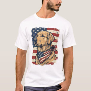 Camiseta Design de Vetor Vintage Patriótico de Golden Retri