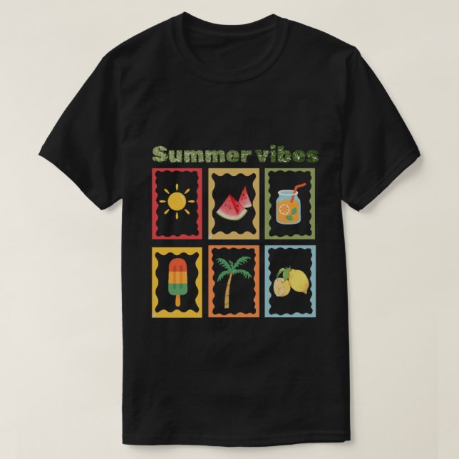 Camiseta Design de Vibes de Verão Retrô (Frente do Design)