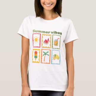 Camiseta Design de Vibes de Verão Retrô