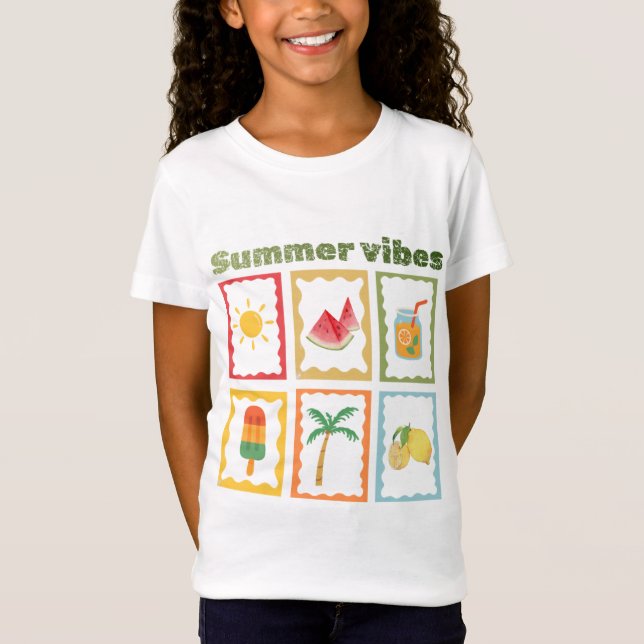 Camiseta Design de Vibes de Verão Retrô com Luz do Sol (Frente)