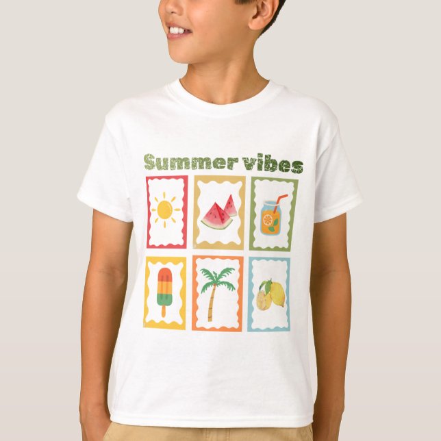 Camiseta Design de Vibes de Verão Retrô com Sol (Frente)