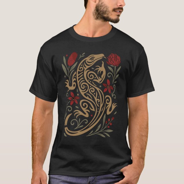 Camiseta Design de Vida Selvagem Goanna Terroso (Frente)