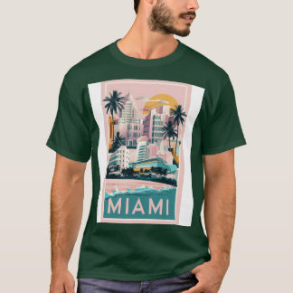 Camiseta Design de Vintage Miami com Neon 80s Vibes Miami F
