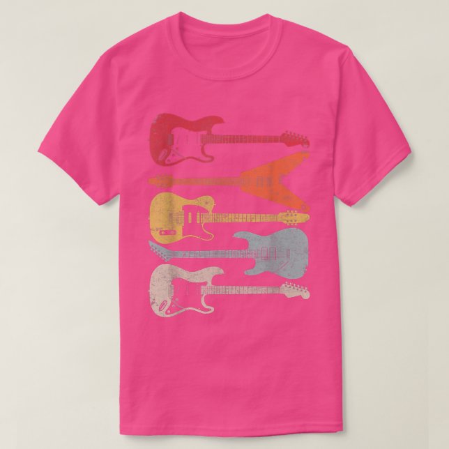 Camiseta Design De Violão, Estilo Retroativo, Presente Para (Frente do Design)
