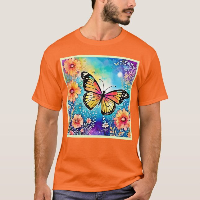 Camiseta Design de Visualização de Octopus Colorida (Frente)