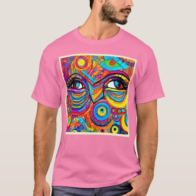 Camiseta Design de visualização de olhos psicodélicos (Frente)