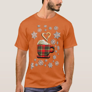 Camiseta Design de Xadrez de Natal Amantes de Neve Flocos d