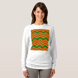 Camiseta Design de Ziguezague Chevron Verde Laranja 