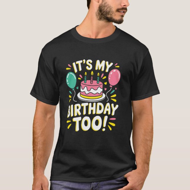 Camiseta Design Divertido de Aniversário de Gêmeos e Trigêm (Frente)