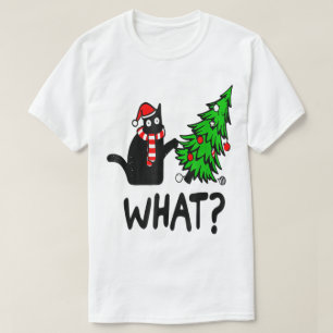 Camiseta Design Divertido de Árvore de Natal de Gato