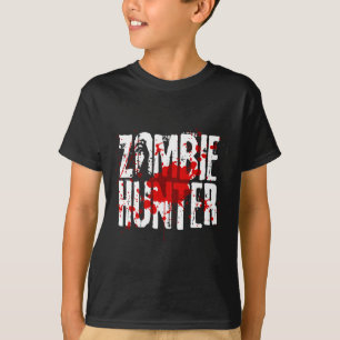Camiseta Design Divertido de Caçador de Zumbi Para Meninos 