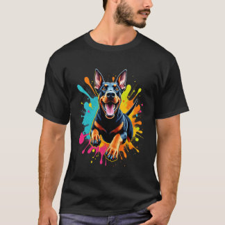 Camiseta Design Divertido de Cachorro Doberman para Amantes