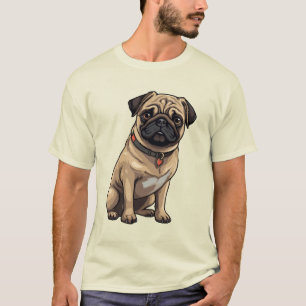 Camiseta Design Divertido de Cachorro Pug Fofo para Amantes