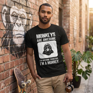 Camiseta Design Divertido de Capuz de Gorila para Amantes d