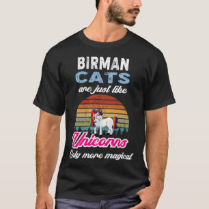 Camiseta Design Divertido de Gato Birmanês Unicórnio Vintag
