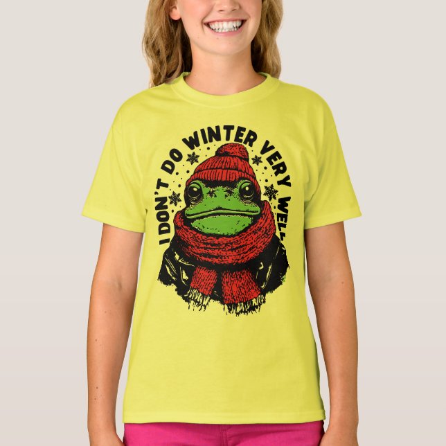 Camiseta Design Divertido de Rã de Inverno (Frente)
