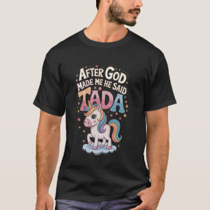 Camiseta Design Divertido de Unicórnio Cristão Ta-da