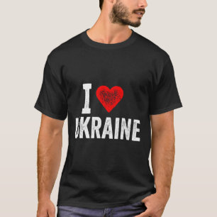 Camiseta Design Divertido Retrô Eu Amo a Ucrânia Com um Cor