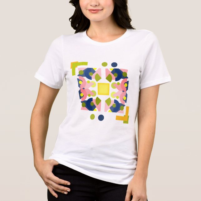 Camiseta Design do abstrato geométrico do Pastel com pontos (Frente)
