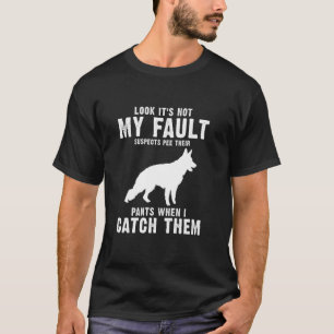 Camiseta Design do agente policial K9 para linha azul fina 