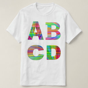 Camiseta Design do arco-íris das letras ABCD