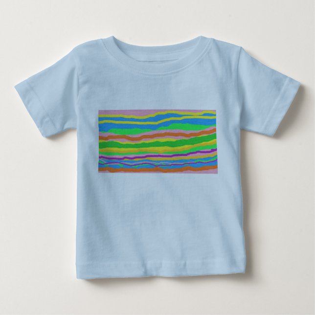 Camiseta Design do arco-íris no topo azul para crianças (Frente)