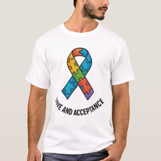 Camiseta Design do Autismo de Amor e Aceitação