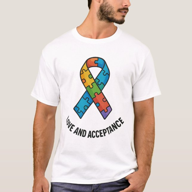 Camiseta Design do Autismo de Amor e Aceitação (Frente)