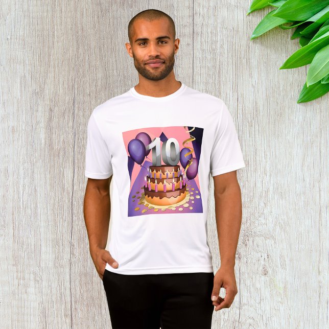 Camiseta Design do Bolo Elegante do 10º Aniversário (Criador carregado)