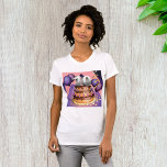 Camiseta Design do Bolo Elegante do 10º Aniversário<br><div class="desc">Um décimo aniversário de casamento é uma ocasião para celebrar. Esta design é de um maravilhoso bolo de 10 anos. O bolo tem três camadas com velas ao redor de cada camada. No topo do bolo está o número dez. Ao redor do bolo estão também balões e fitas. Esta design...</div>