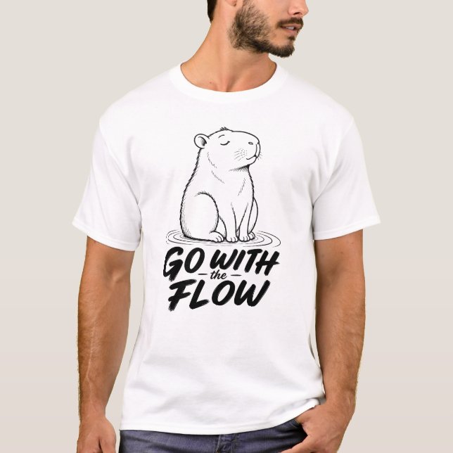 Camiseta Design do Capivara 'Vá com o Fluxo' (Frente)