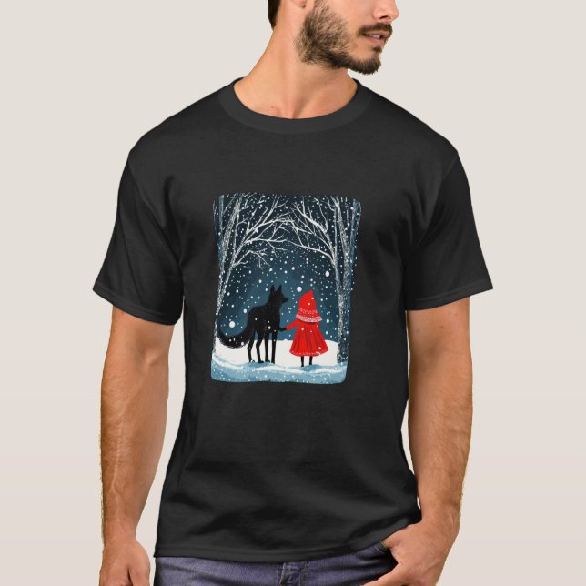 Camiseta Design do Capuz Vermelho para um Toque Saudável (Frente)