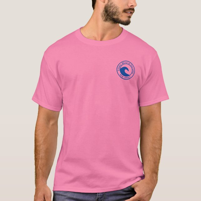 Camiseta Design do Círculo de Onda Azul da Ilha Long Beach (Frente)