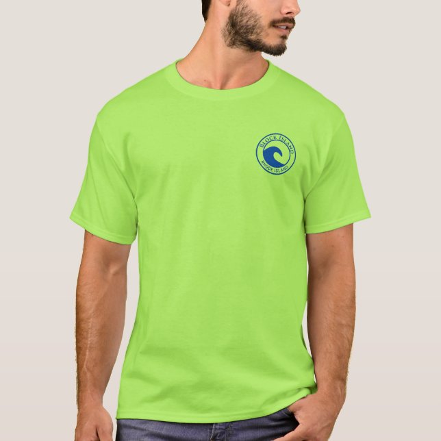 Camiseta Design do Círculo de Onda do Oceano Azul da Ilha B (Frente)