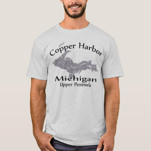 Camiseta Design do Copper Harbor do Michigan Map