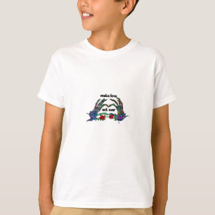Camiseta Design do Coração da Mão do Esqueleto
