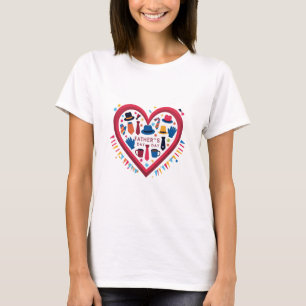 Camiseta Design do Coração no Dia do Pai Colorido - Pai Per