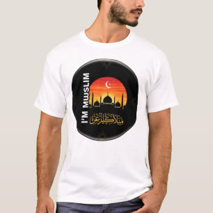 Camiseta Design do Crachá sunset muçulmano orgulhoso - Botã
