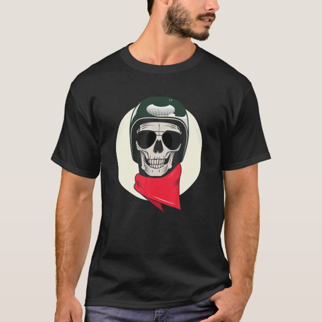 Camiseta Design do Crânio do motocicleta (Frente)