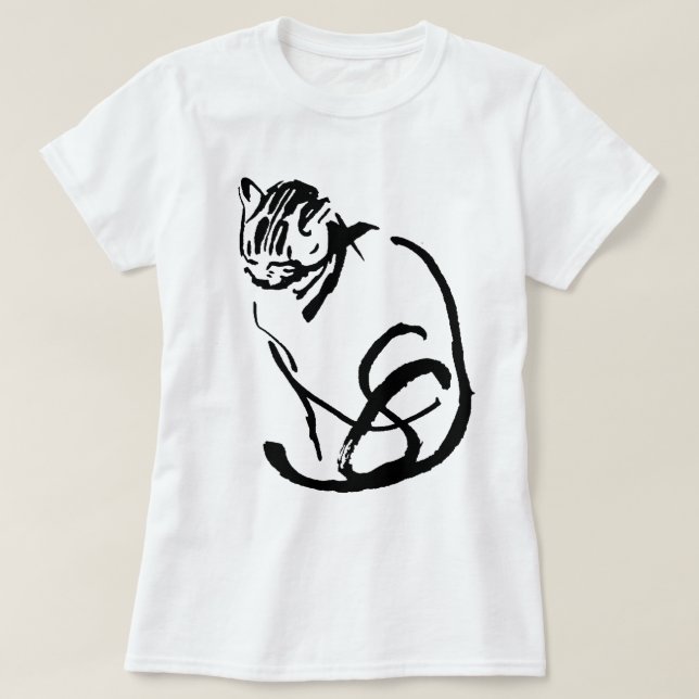 Camiseta Design do desenho de escova do gato Siamese (Frente do Design)