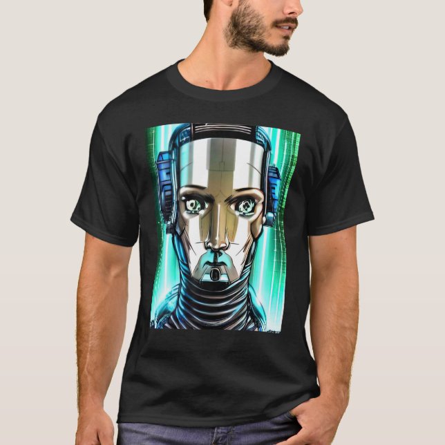 Camiseta Design do Geek de Computador do Cyberpunk Hacker (Frente)