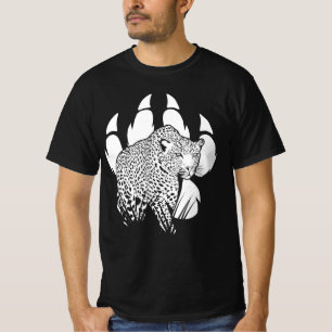 Camiseta Design do Gráfico de Pegada do Pantero Preto e Bra